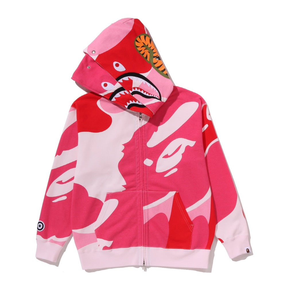 메가 ABC 카모 더블 샤크 릴렉스드 핏 풀 집 후드(M) PINK