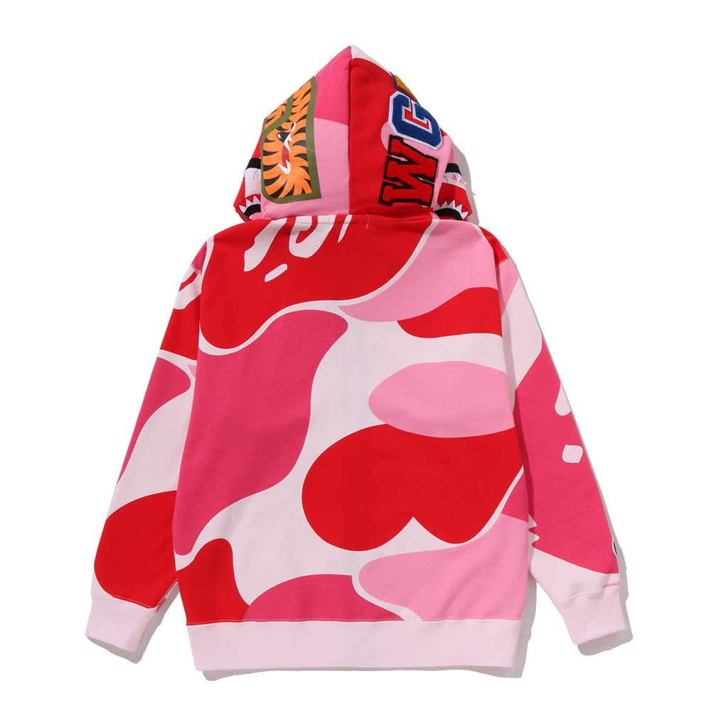 메가 ABC 카모 더블 샤크 릴렉스드 핏 풀 집 후드(M) PINK