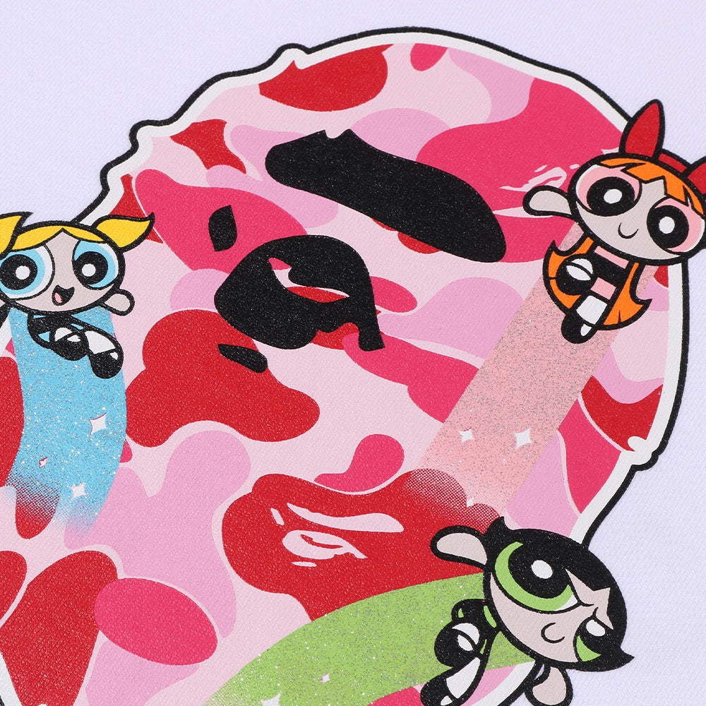 BAPE X THE POWERPUFF GIRLS 에이프 헤드 풀오버 후드(W) WHITE