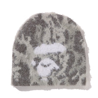 와일드 레오파드 패턴 에이프 페이스 니트 캡 GRAY