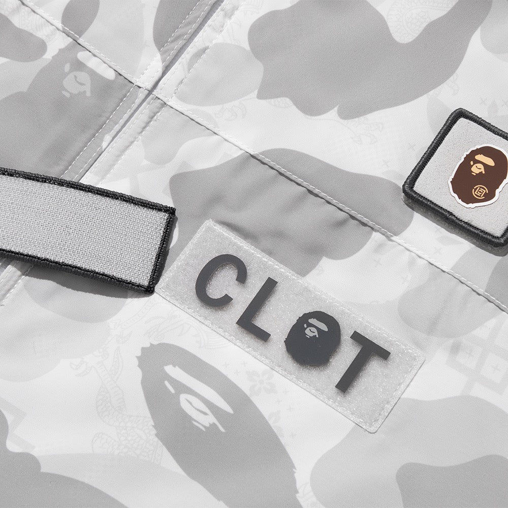 BAPE X CLOT 카모 슬리브 디테처블 레인 자켓(M) WHITE