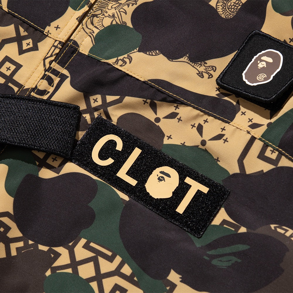 BAPE X CLOT 카모 슬리브 디테처블 레인 자켓(M) YELLOW