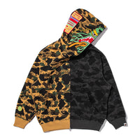 BAPE X CLOT 카모 스플릿 샤크 릴렉스드 핏 풀 집 후드(M) BLACK