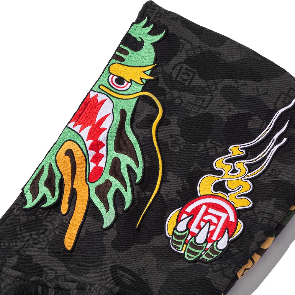 BAPE X CLOT 카모 스플릿 샤크 릴렉스드 핏 풀 집 후드(M) BLACK