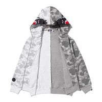 BAPE X CLOT 카모 스플릿 샤크 릴렉스드 핏 풀 집 후드(M) GRAY