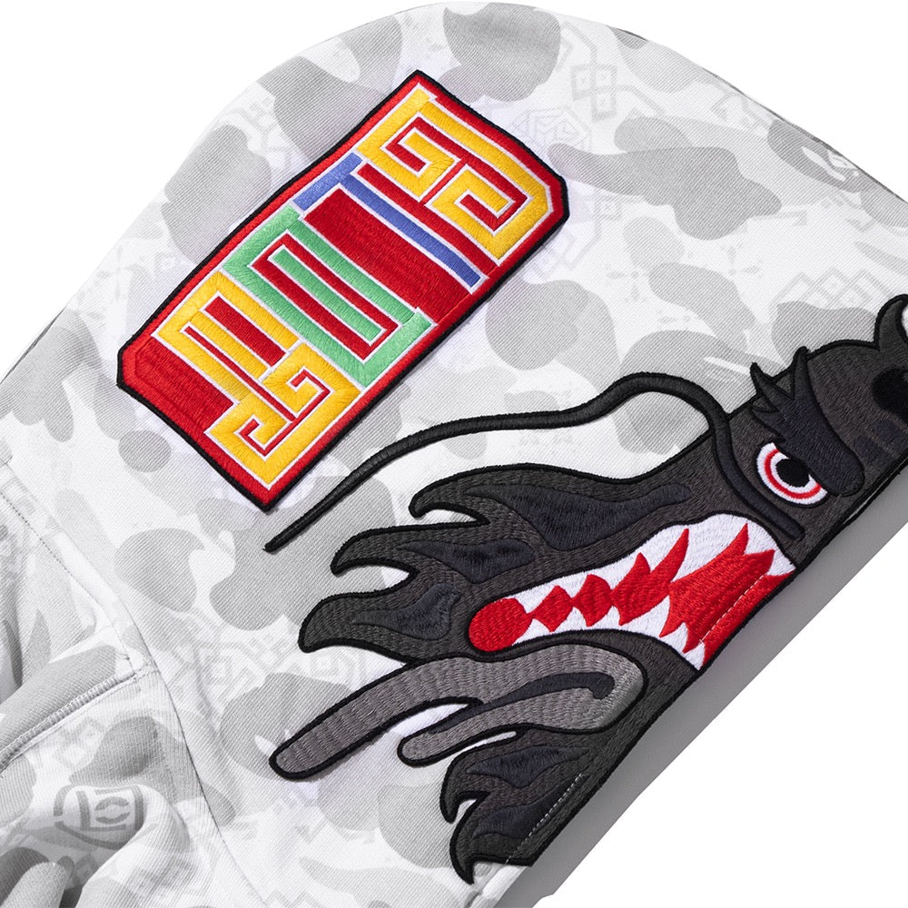 BAPE X CLOT 카모 스플릿 샤크 릴렉스드 핏 풀 집 후드(M) GRAY