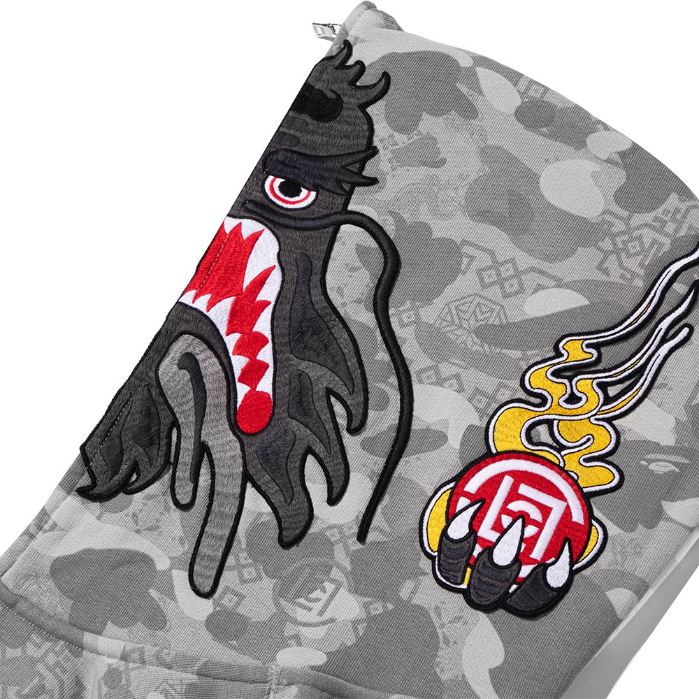 BAPE X CLOT 카모 스플릿 샤크 릴렉스드 핏 풀 집 후드(M) GRAY