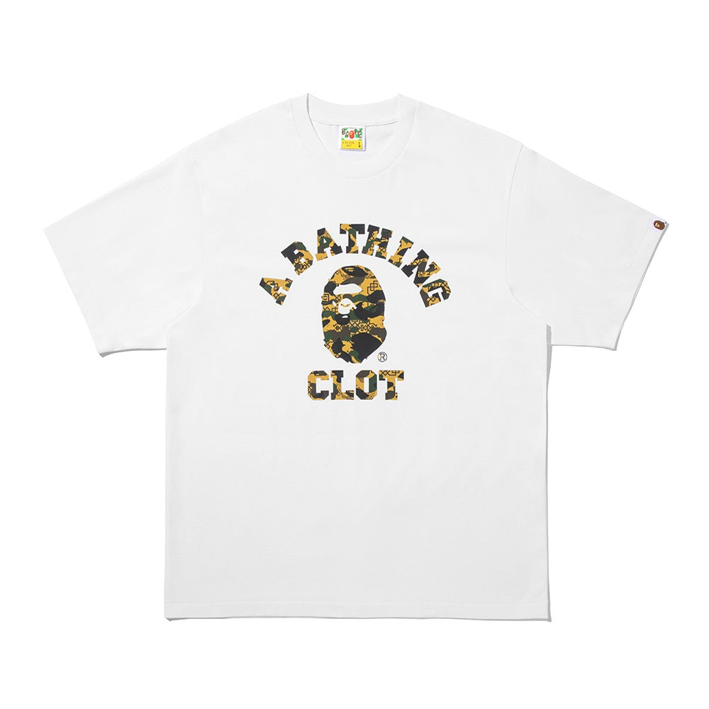BAPE X CLOT 콜리지 릴렉스드 핏 티셔츠(M) WHITE