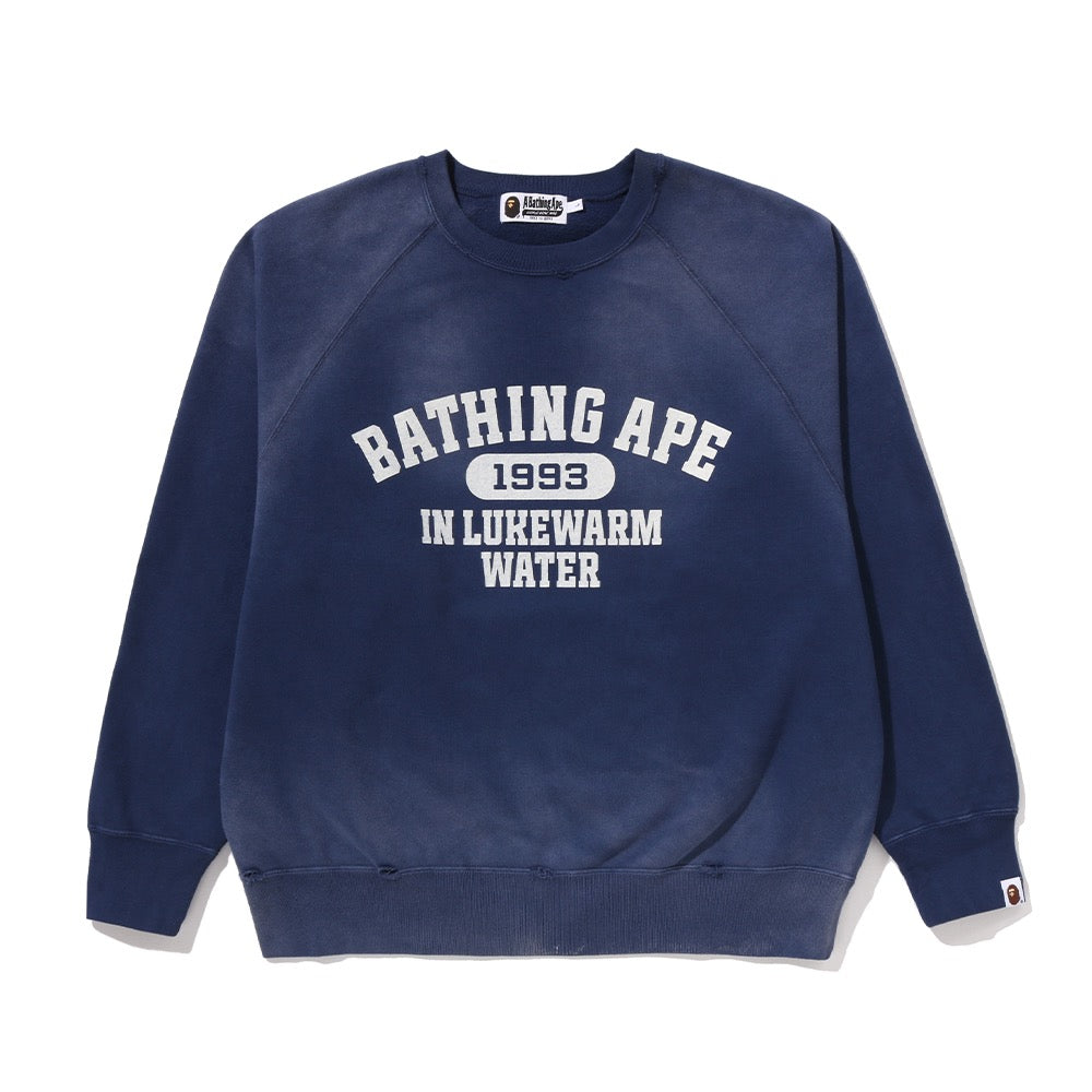 디스트로이 워시드 이펙트 릴렉스트 핏 크루넥 스웨트셔츠(M) NAVY