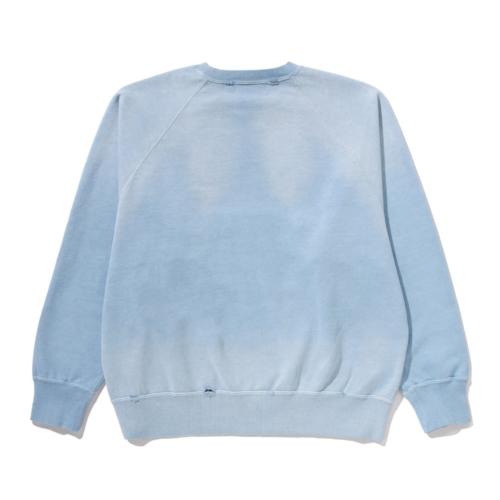 디스트로이 워시드 이펙트 릴렉스트 핏 크루넥 스웨트셔츠(M) SAX