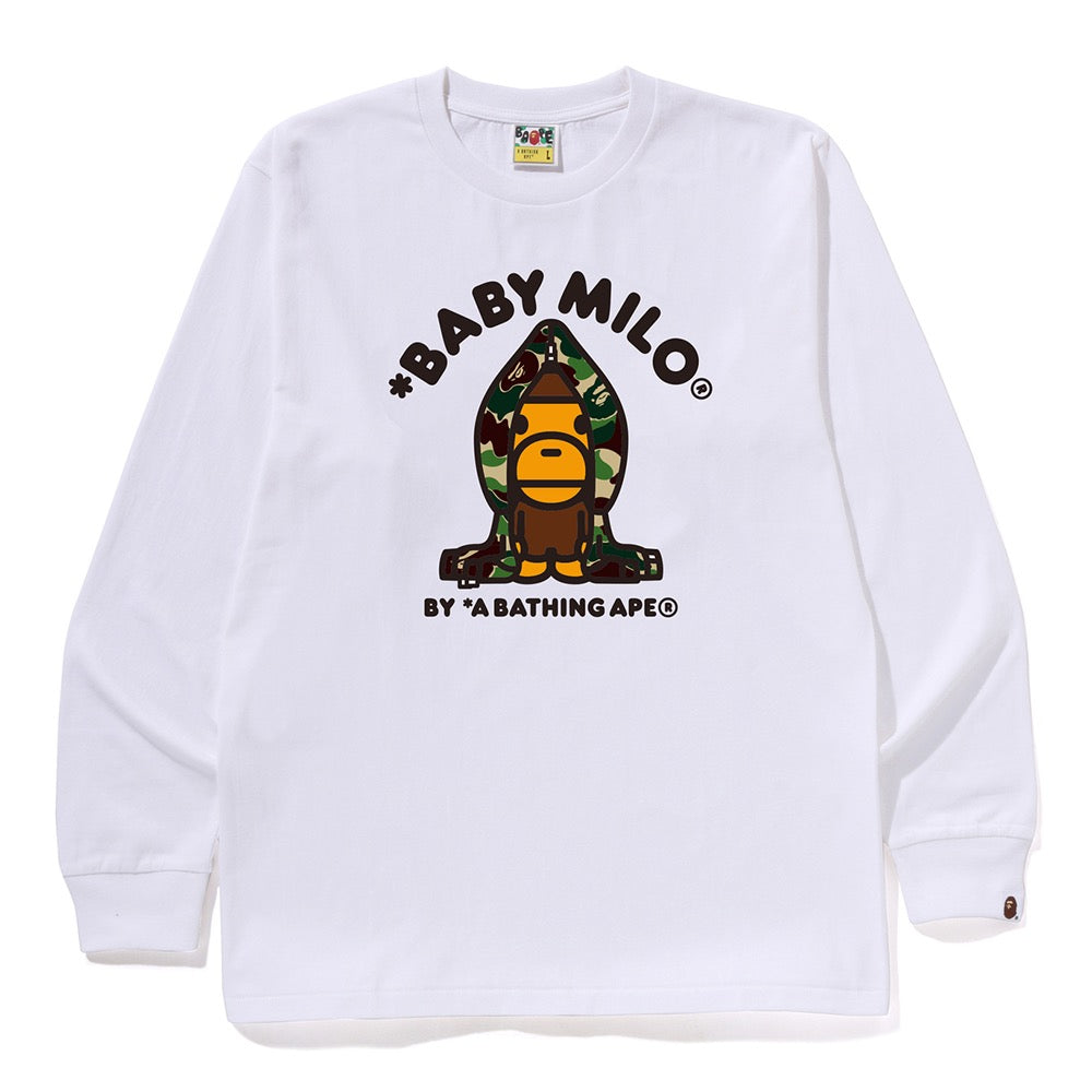 ABC 카모 마일로 후드 롱슬리브 티셔츠(M) WHITE/GREEN