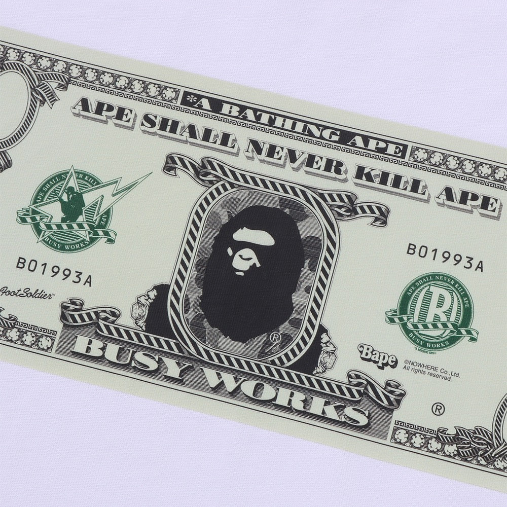 베이프 뱅크노트 티셔츠(M) WHITE