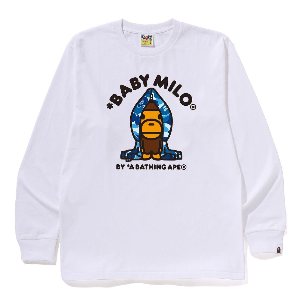 ABC 카모 마일로 후드 롱슬리브 티셔츠(M) WHITE/BLUE