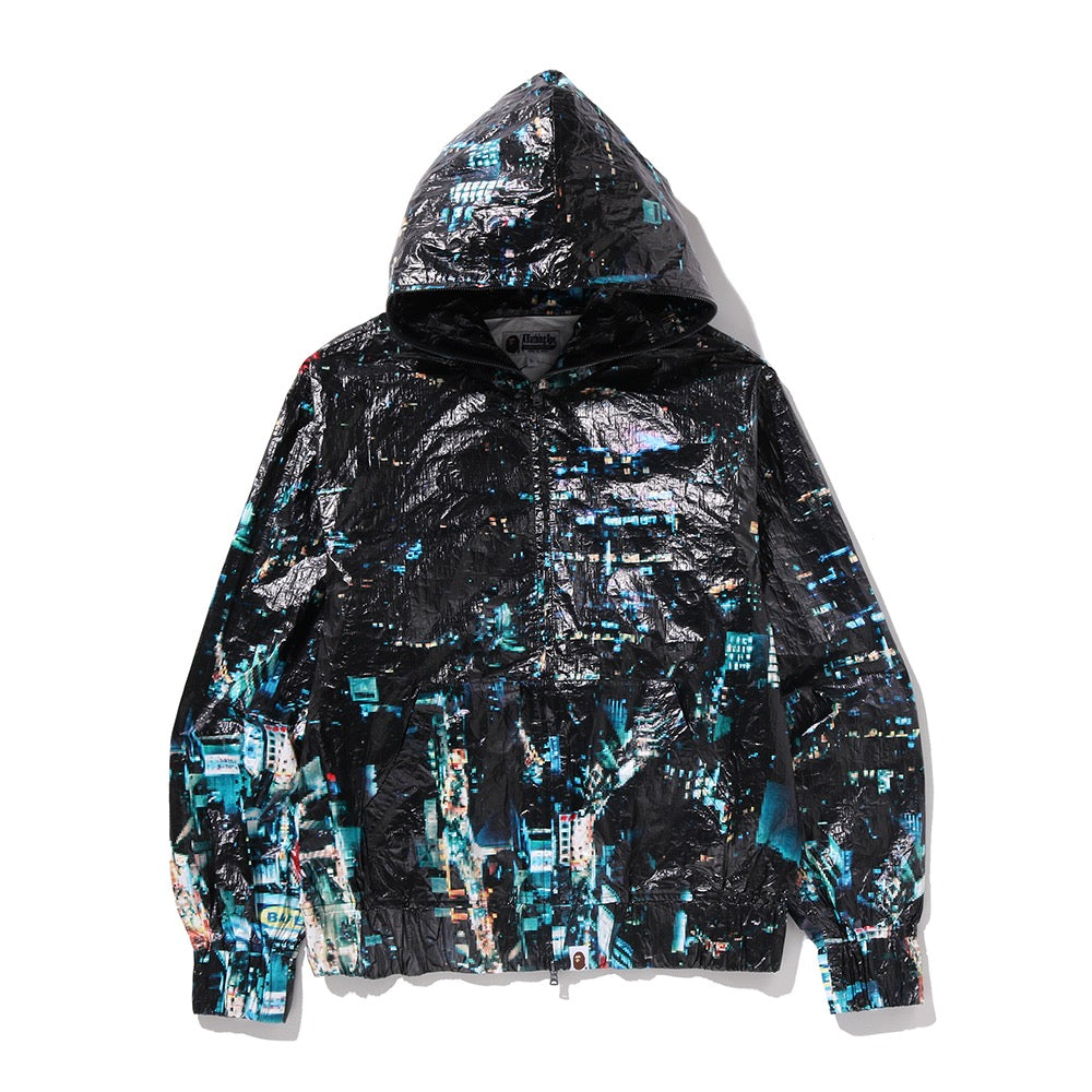 오버롤 프린트 크리즈 후디드 자켓(M) BLACK