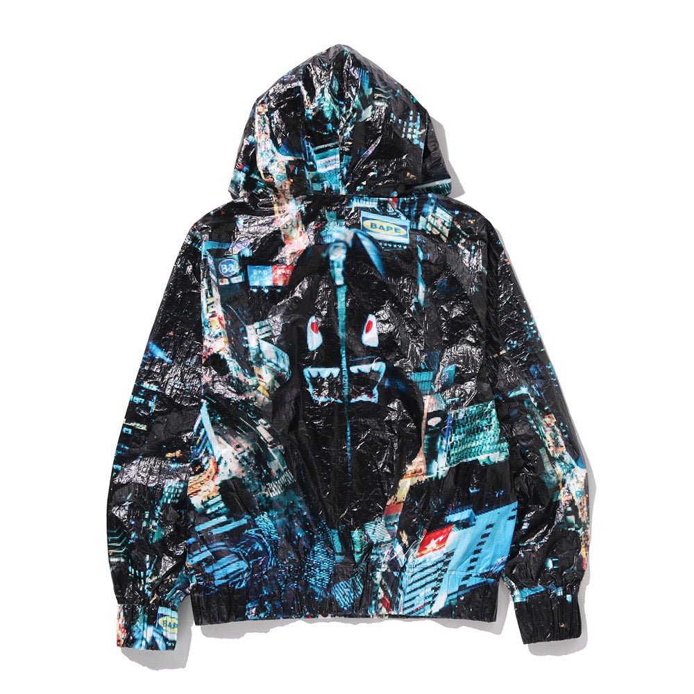 오버롤 프린트 크리즈 후디드 자켓(M) BLACK