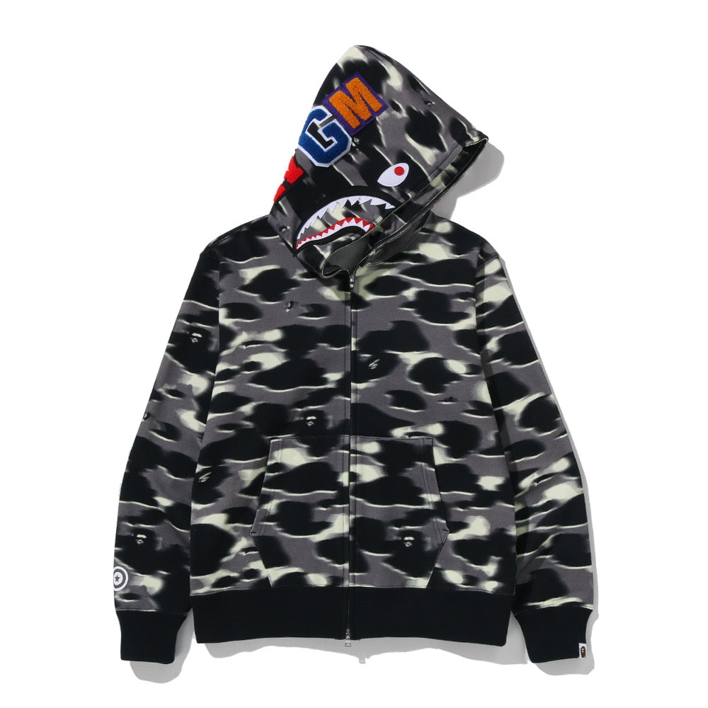 스크린 카모 샤크 풀 집 후드(M) BLACK