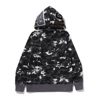 멀티 픽셀 카모 샤크 레귤러 핏 풀 집 후드(M) BLACK