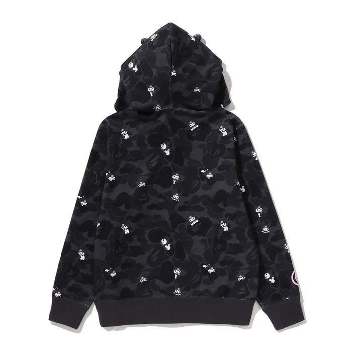 BAPE X KUROMI 카모 풀 집 후드(W) BLACK