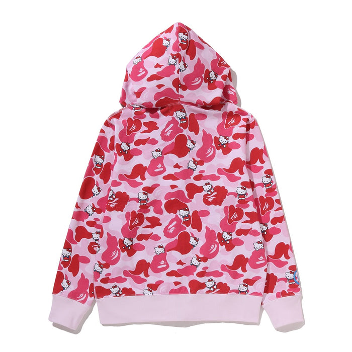 BAPE X HELLO KITTY 카모 풀 집 후드(W) PINK