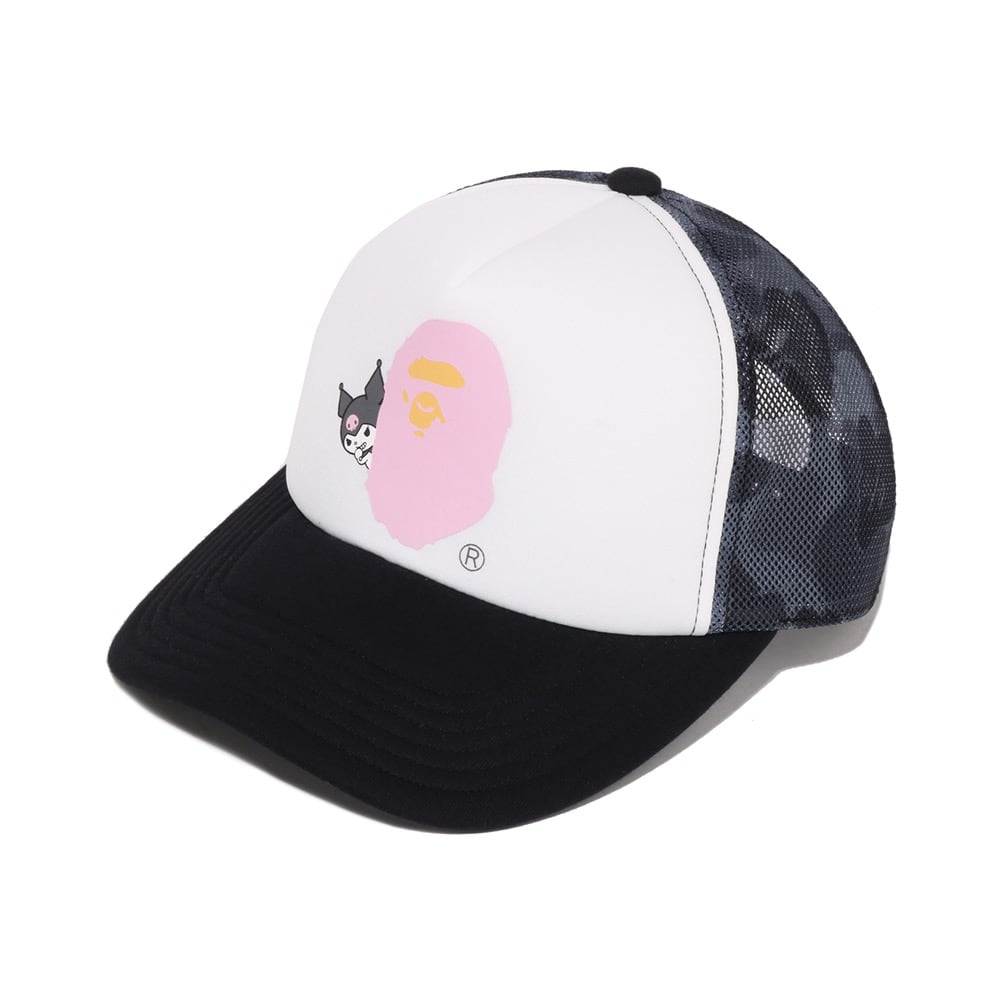 BAPE X KUROMI ABC 카모 매쉬 캡(W) BLACK
