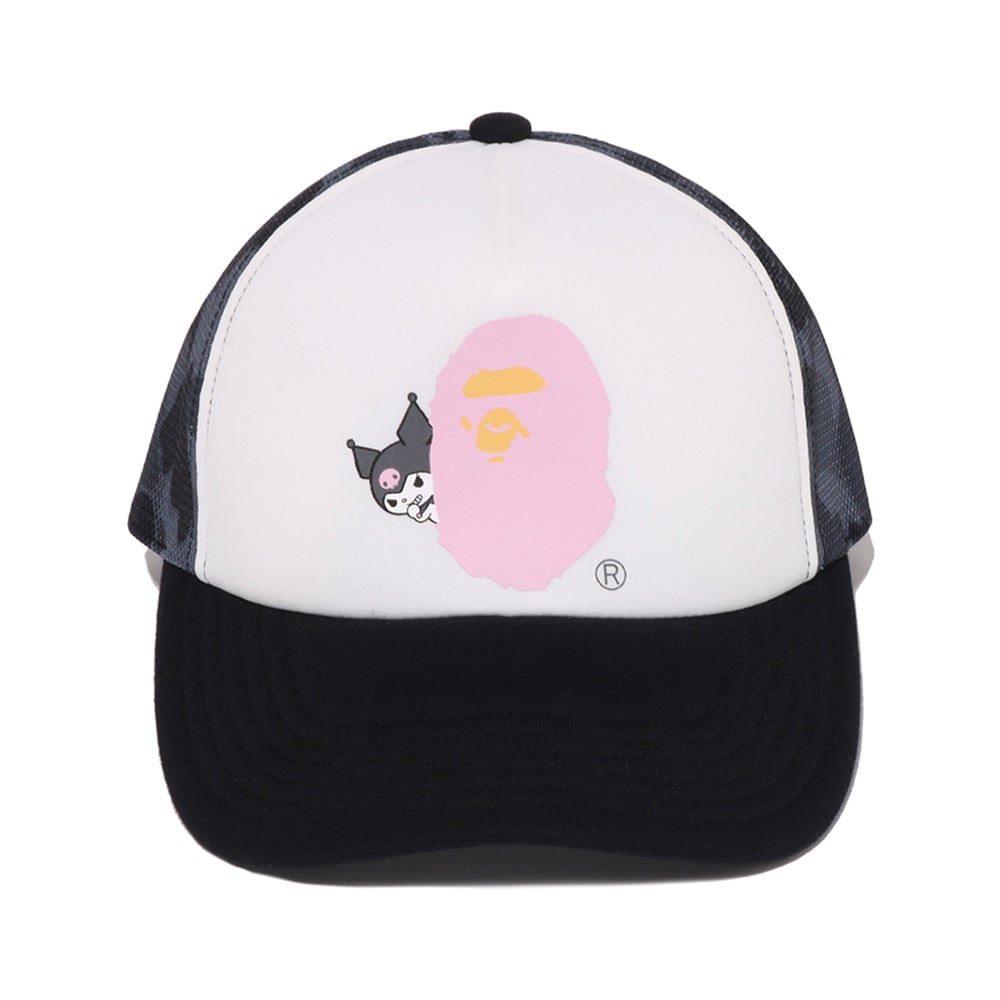 BAPE X KUROMI ABC 카모 매쉬 캡(W) BLACK