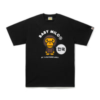 베이프 코리아 베이비 마일로 콜리지 릴렉스드 핏 티셔츠(M) BLACK