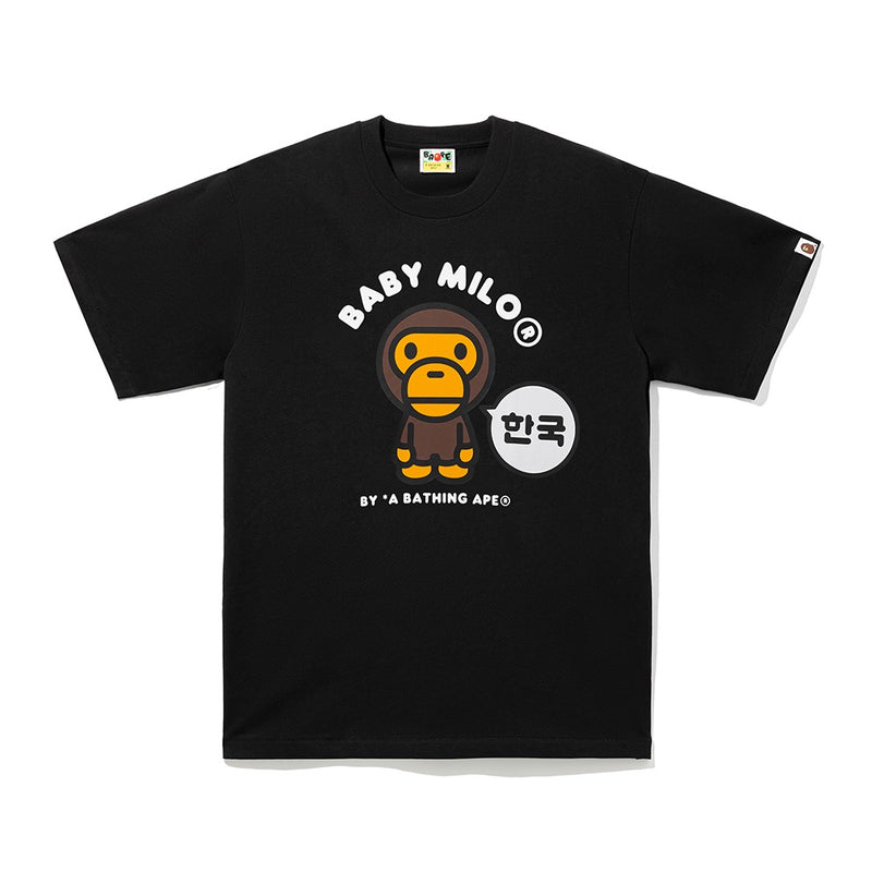 베이프 코리아 베이비 마일로 콜리지 릴렉스드 핏 티셔츠(M) BLACK