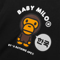 베이프 코리아 베이비 마일로 콜리지 릴렉스드 핏 티셔츠(M) BLACK