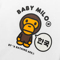 베이프 코리아 베이비 마일로 콜리지 릴렉스드 핏 티셔츠(M) WHITE